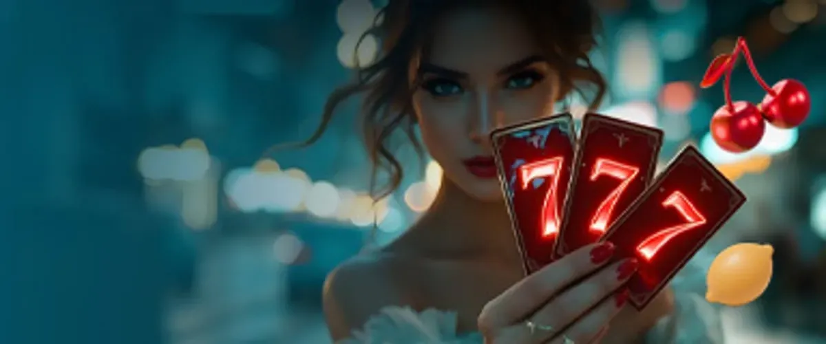 Spinsino casino app: vrouw met speelkaarten 777, slots die je ook op je telefoon speelt
